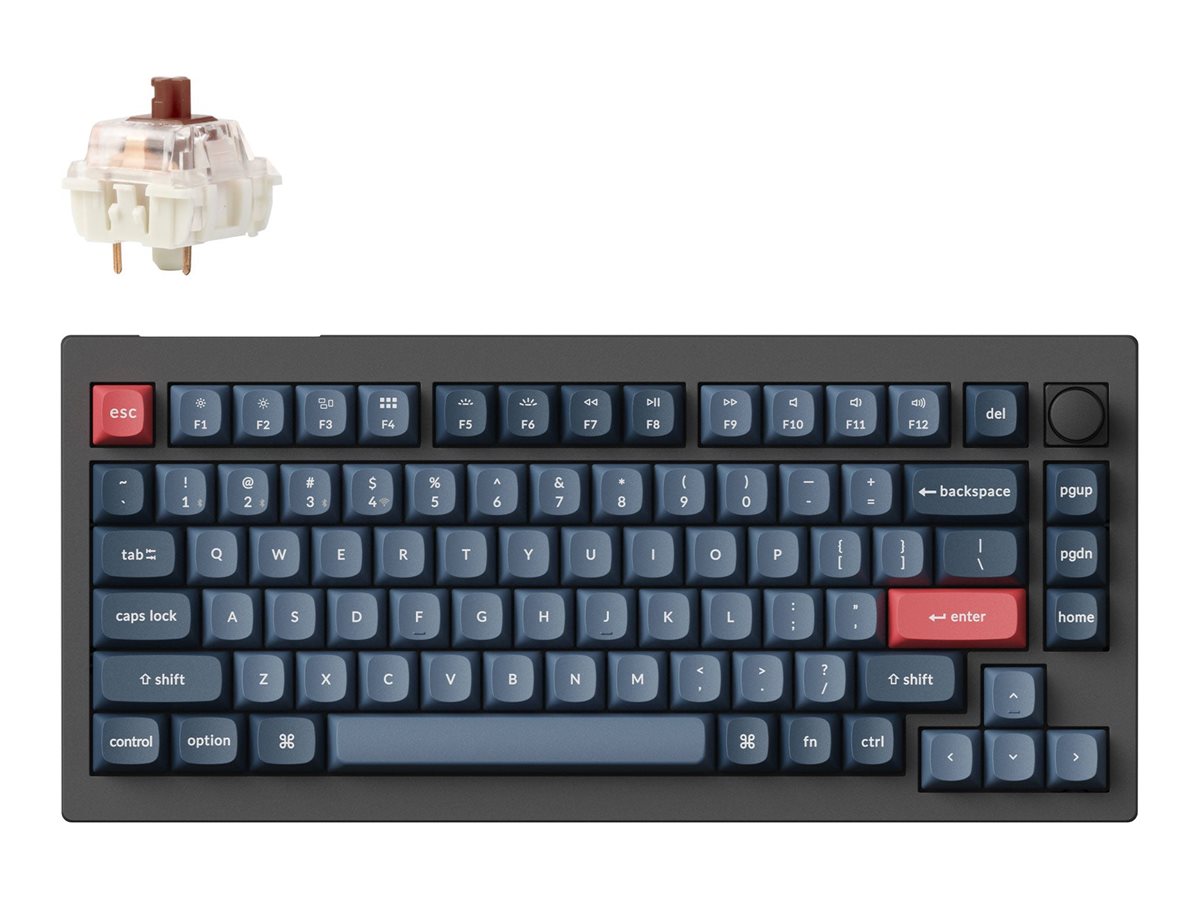 Keychron V1 Max keyboard QMK/VIA custom mechanical 75% compact with knob carbon black Product shot Front 79800