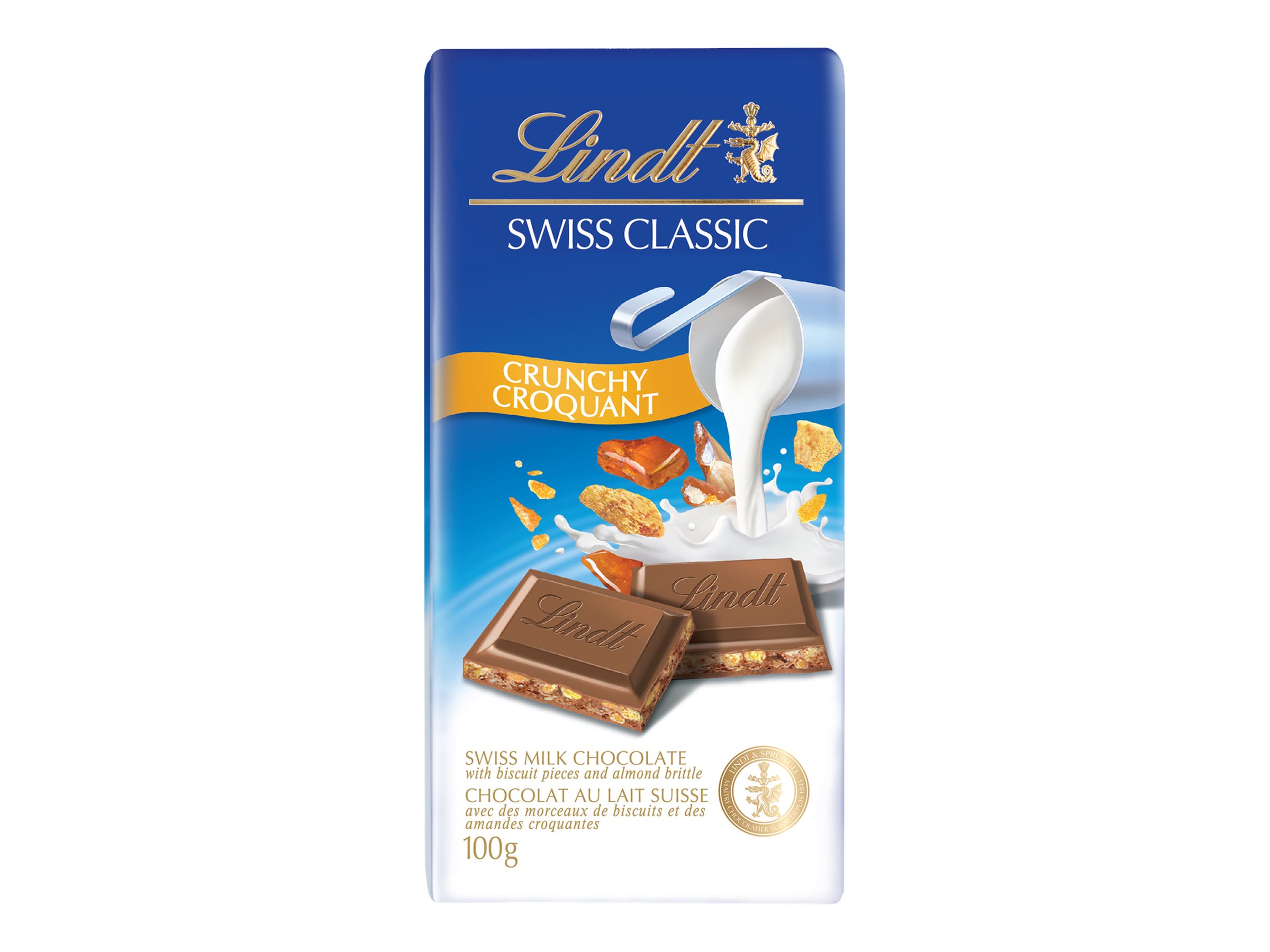 Lindt Swiss Classic Milk Chocolate Bar - Crunchy - 100g