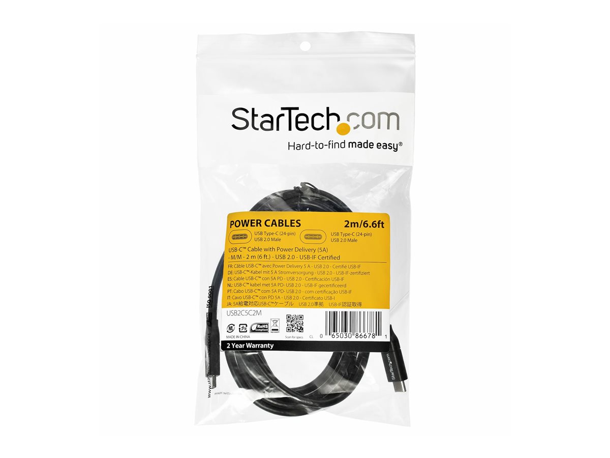 STARTECH Cable USB-C w/5A PD - USB 2.0 - 2m 6ft – foto 2