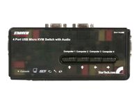 Startech 4 Port Black USB KVM Switch Kit with Cables and Audio - desktop KVM Switch - VGA KVM Switch - USB KVM Switch 4 Port 