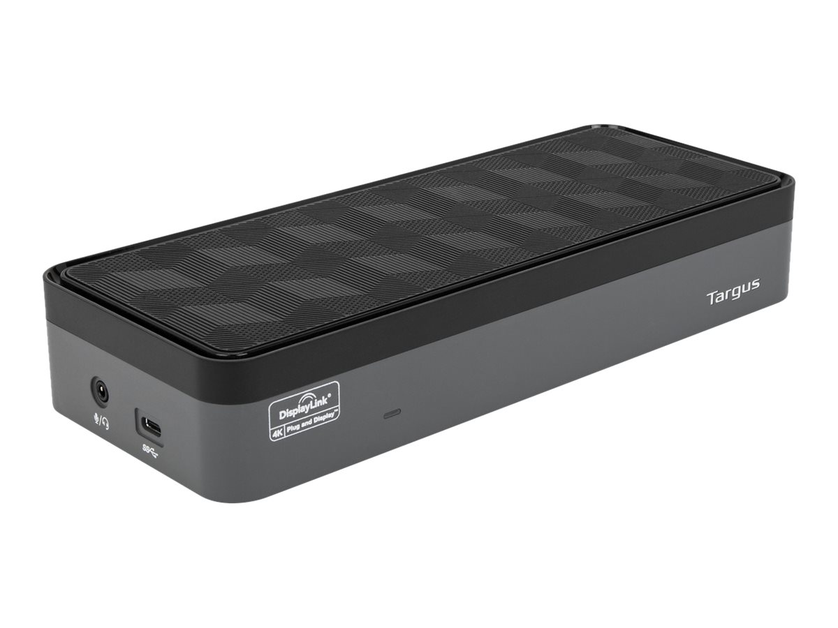 Targus USB-C Universal Quad 4K (QV4K) Docking Station with 100W Power Delivery docking station Product shot Right-angle 79851