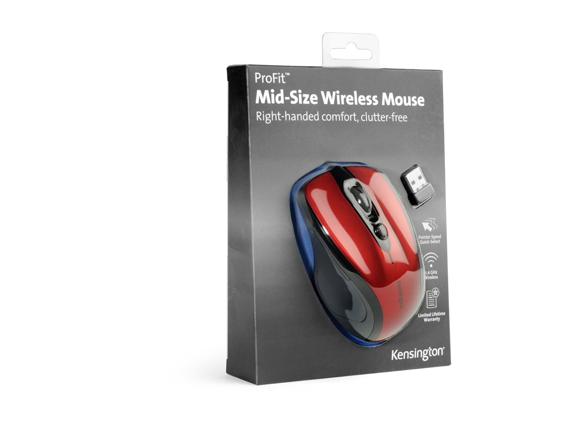 Kensington Pro Fit Mid-Size mouse 2.4 GHz Ruby Component Front 69450