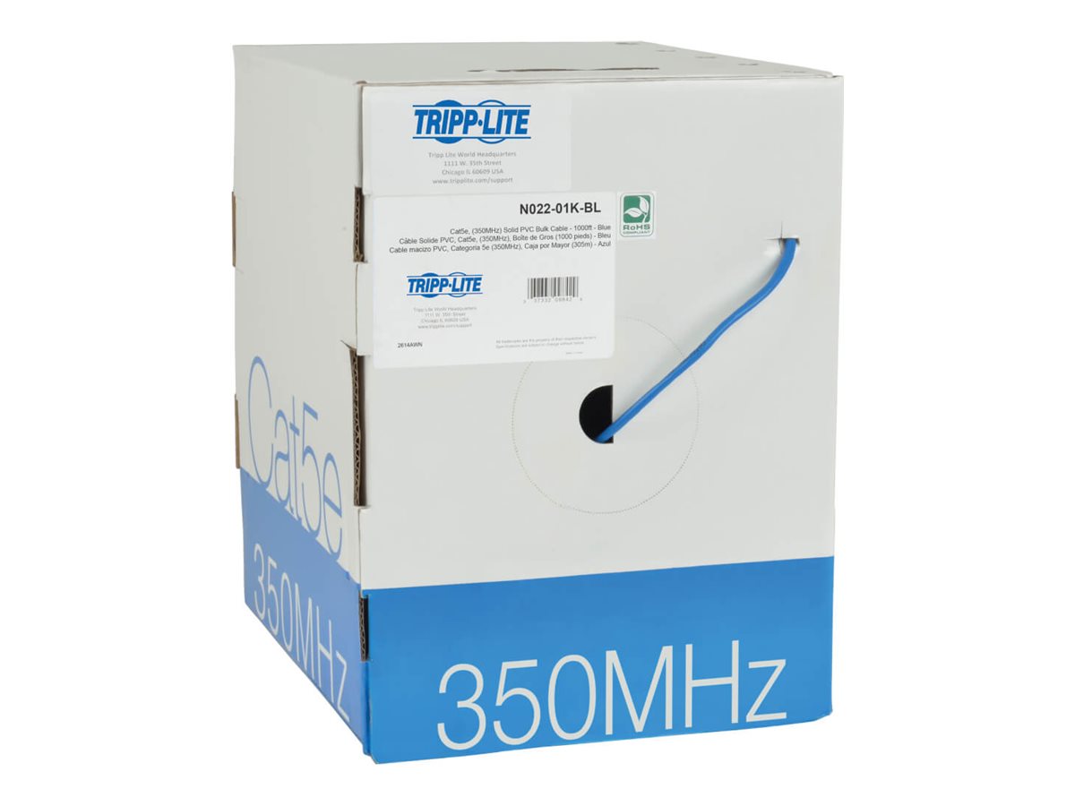 Tripp Lite 1000ft Cat5 / Cat5e Bulk Cable Solid CMR PVC Blue 1000'