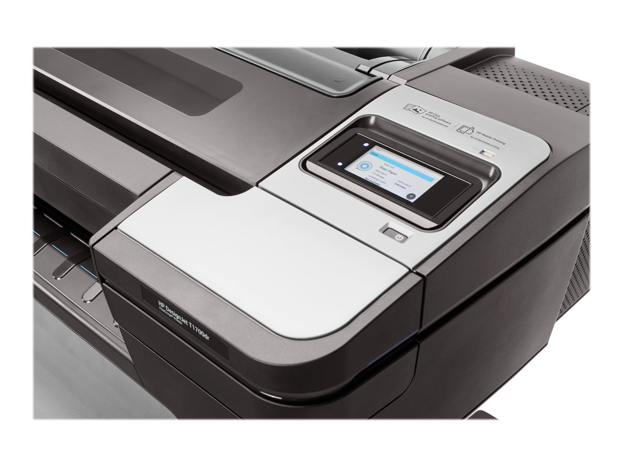 HP DesignJet T1700dr PostScript large-format printer colour Product shot Back 79000