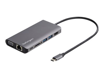 StarTech.com USB C Multiport Adapter, USB-C Mini Travel Dock with 4K HDMI or 1080p VGA, 3x USB 3.0 Hub, SD, GbE, Audio, 100W PD Pass-Through, Portable Docking Station for Laptop/Tablet