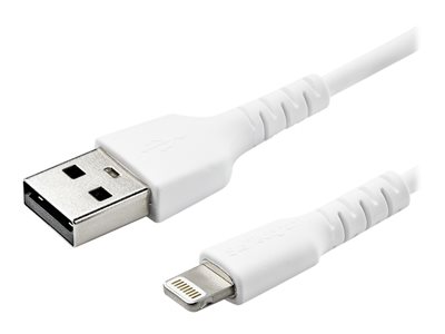 StarTech.com 6 ft(2m) Durable White USB-A to Lightning Cable, Heavy Duty Rugged Aramid Fiber USB Type A to Lightning Charger/Sync Power Cord, Apple MFi Certified iPad/iPhone 12 Pro Max