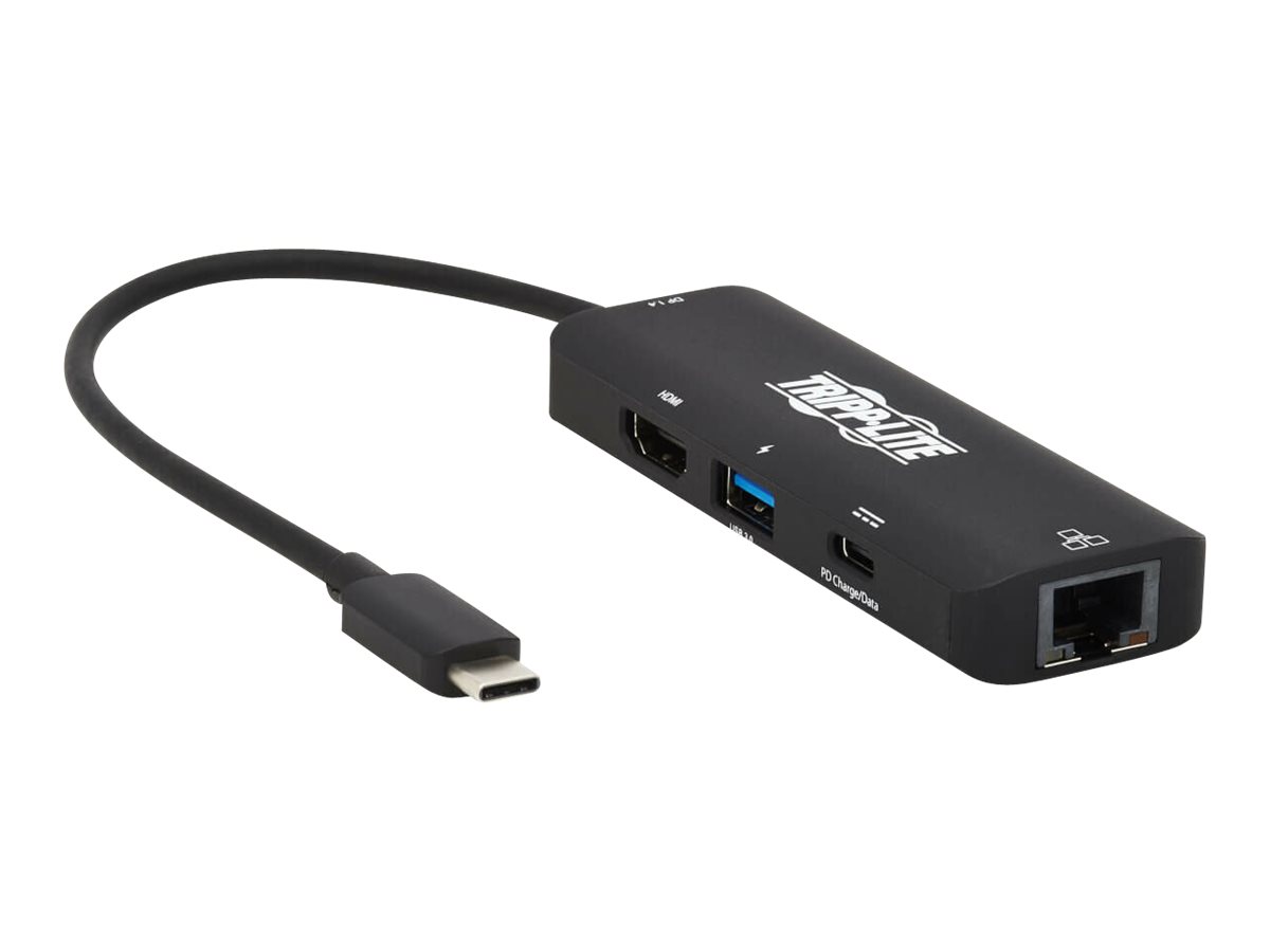 Tripp Lite USB C Multiport Adapter, 4K @ 60 Hz HDMI, USB-A, Gigabit Ethernet, 100W PD Charging, HDR, HDCP 2.2
