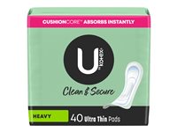U by Kotex Clean & Secure Ultra Thin Sanitary Pads - Heavy - 40's