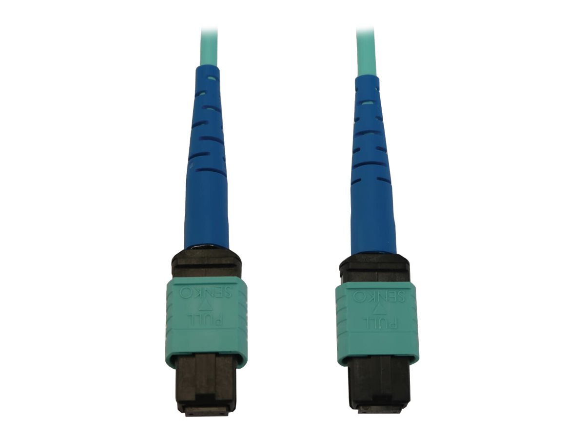 Eaton Tripp Lite Series 40/100/400G Multimode 50/125 OM3 Fiber Optic Cable (24F MTP/MPO-PC F/F), LSZH, Aqua, 20 m (65.6 ft.)