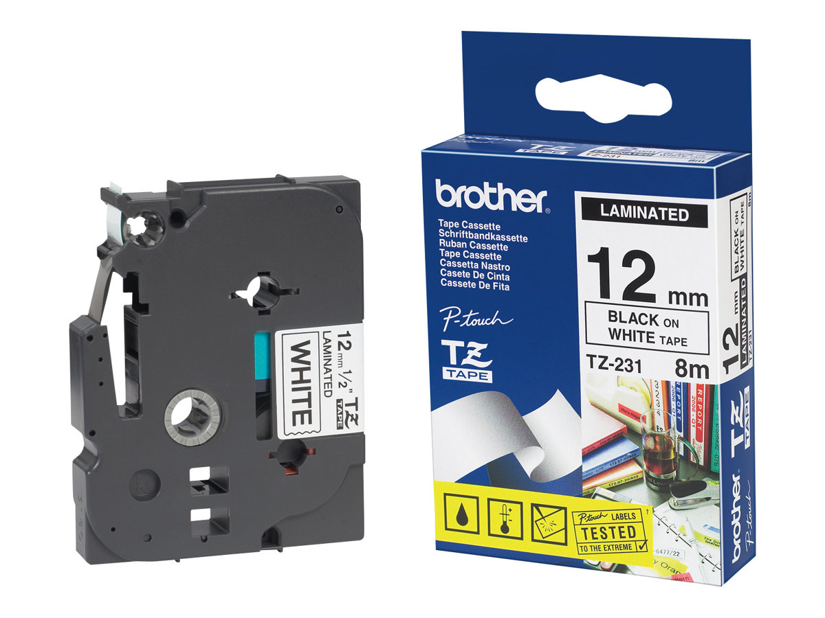 An image of Brother TZ231 - laminated tape - 1 cassette(s) - Roll (1.2 cm x 8 m)