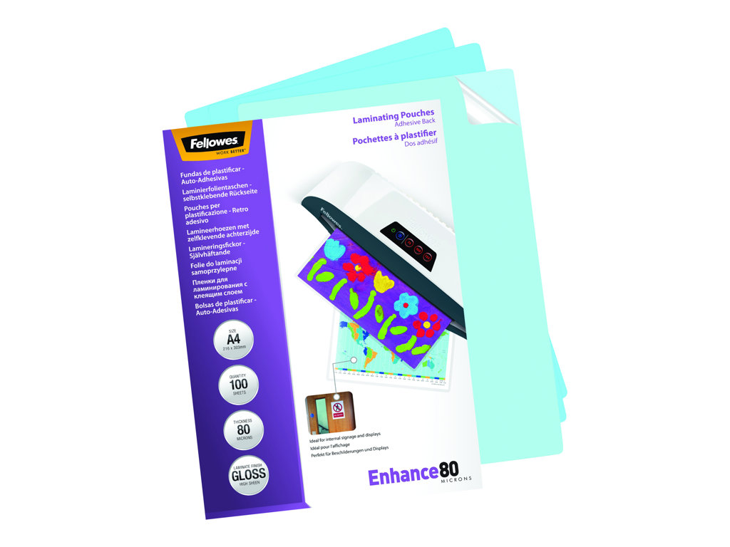 FELLOWES POCHETTES A4 - DOS ADHESIF - 80