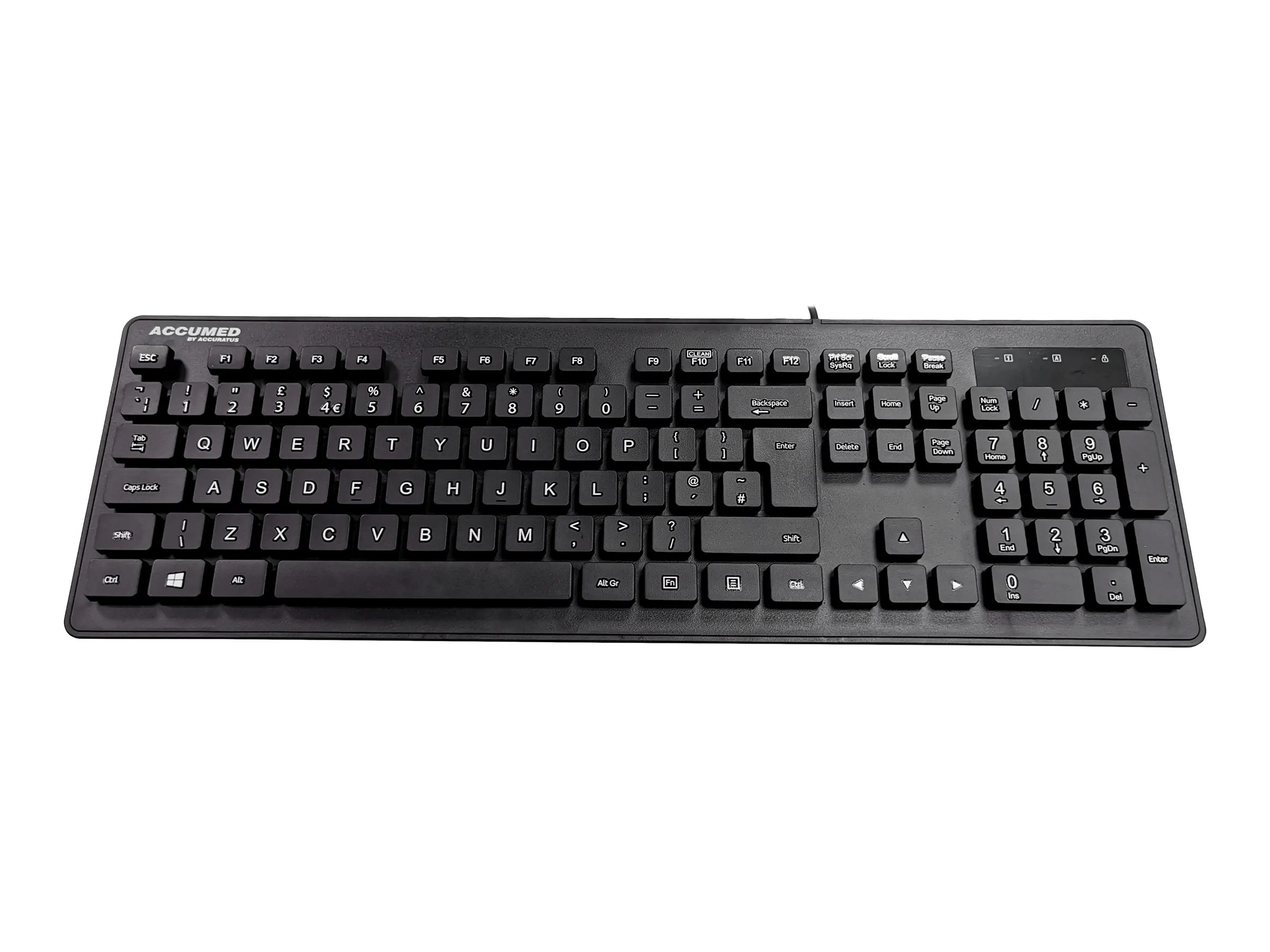 An image of Accuratus AccuMed AQUA - keyboard - antibacterial - QWERTY - UK - black Input Device