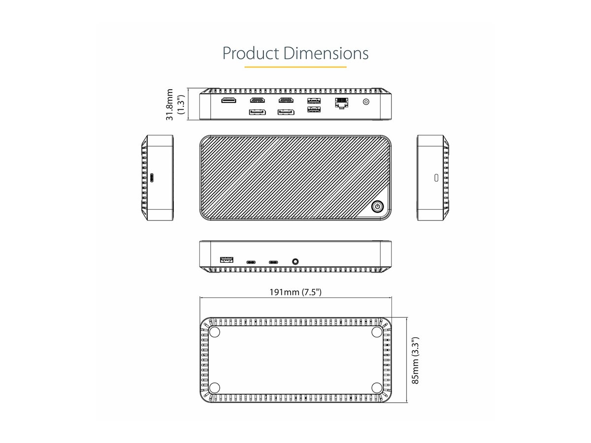 StarTech.com USB-C Triple Monitor Docking Station - HDMI/DP Triple 4k USB-C Dock - 5x USB Hub - GbE - 100W PD - Universal Multi Monitor Docking Station - Thunderbolt 3/4 Compatible (116E-USBC-DOCK) - dokovací stanice - USB-C - 1GbE – foto 11