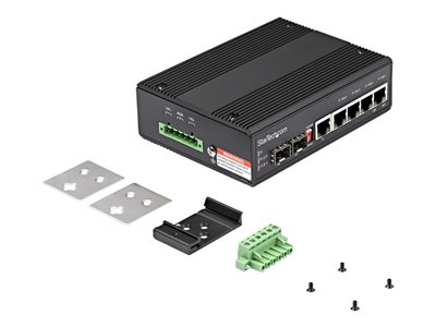 Startech.com Industrial 6 Port Gigabit Ethernet Switch 4PoE RJ45 +2SFP  Slots 30W 12-48VDC -40 to 75C - IES1G52UP12V - Ethernet Switches 