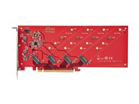 Startech Quad M.2 PCIe Adapter Card, x16 Quad NVMe or AHCI M.2 SSD to PCI Express 4.0, Up to 7.8GBps/Drive, For 2242/2260/228
