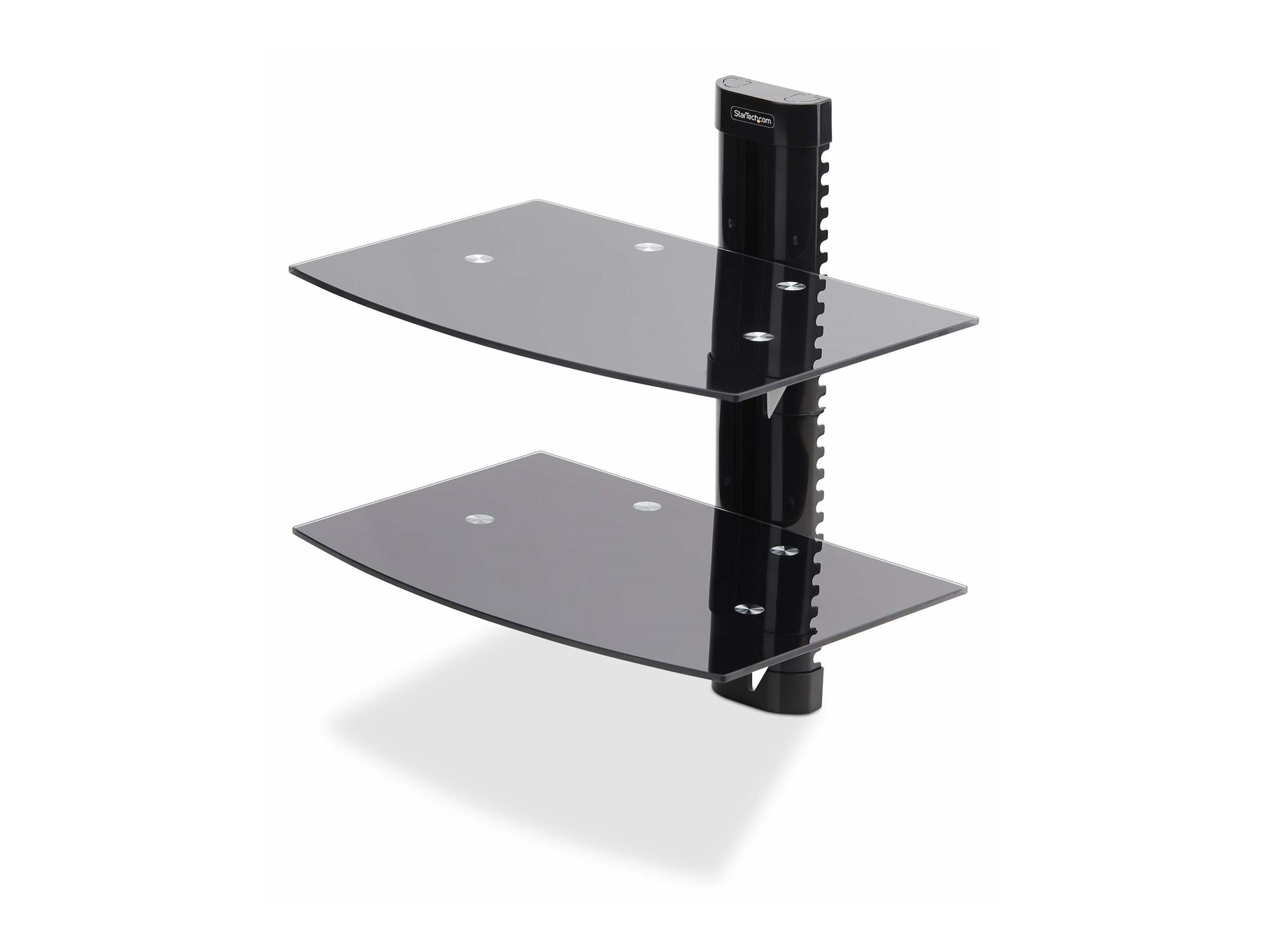Startech Dual Floating Wall-Mounted AV Shelves Adjustable Height Shelf For Under TV Organize A/V Usage / lifestyle Front 72785