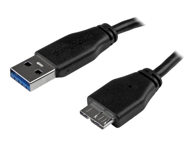 StarTech.com 0.5m 20in Slim USB 3.0 A to Micro B Cable M/M - Mobile Charge Sync USB 3.0 Micro B Cable for Smartphones and Tablets (USB3AUB50CMS)