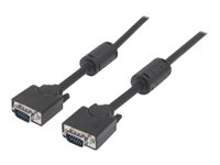 Manhattan VGA Monitor Cable (with Ferrite Cores), 3m, Black, Male to Male, HD15, Cable of higher SVGA Specification (fully co