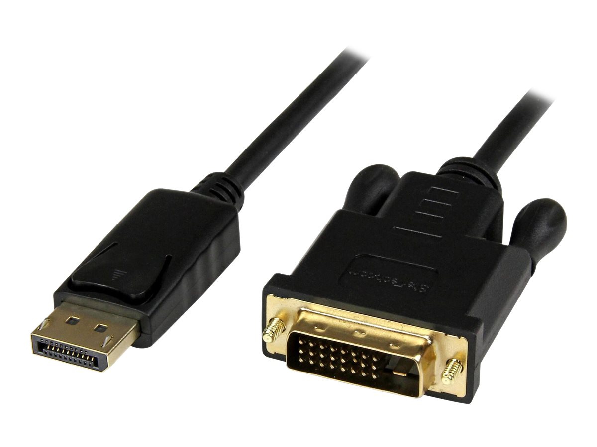 An image of StarTech 3 foot DisplayPort to DVI Active Adapter Converter Cable - 3 ft (0.9m) Active DP to DVI M/M Cable for PC - 1920x1200 - Black (DP2DVIMM3BS) - DisplayPort cable - 91.5 cm