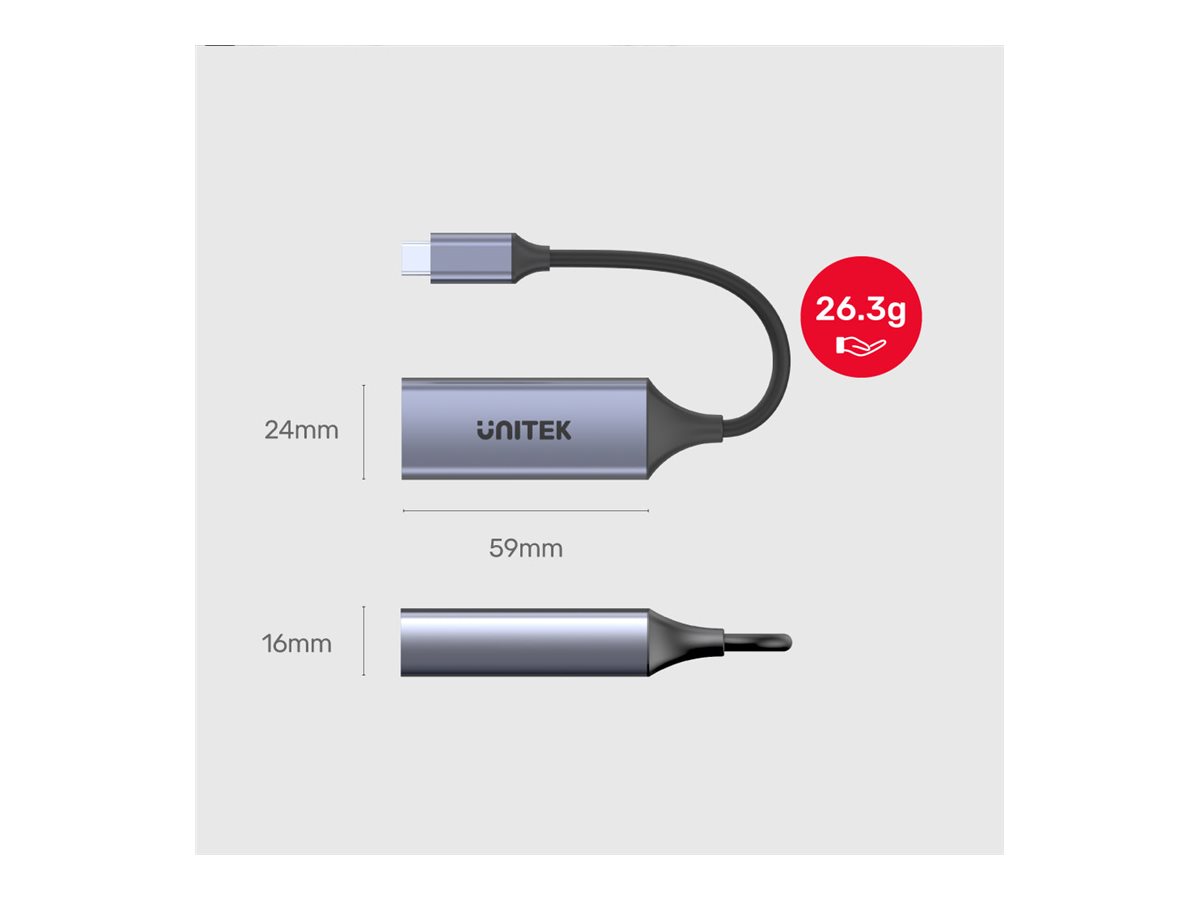 Unitek U1323A, network adapter, USB 3.0, Gigabit Ethernet x 1 + USB-C (power only) x 1 - Image 4