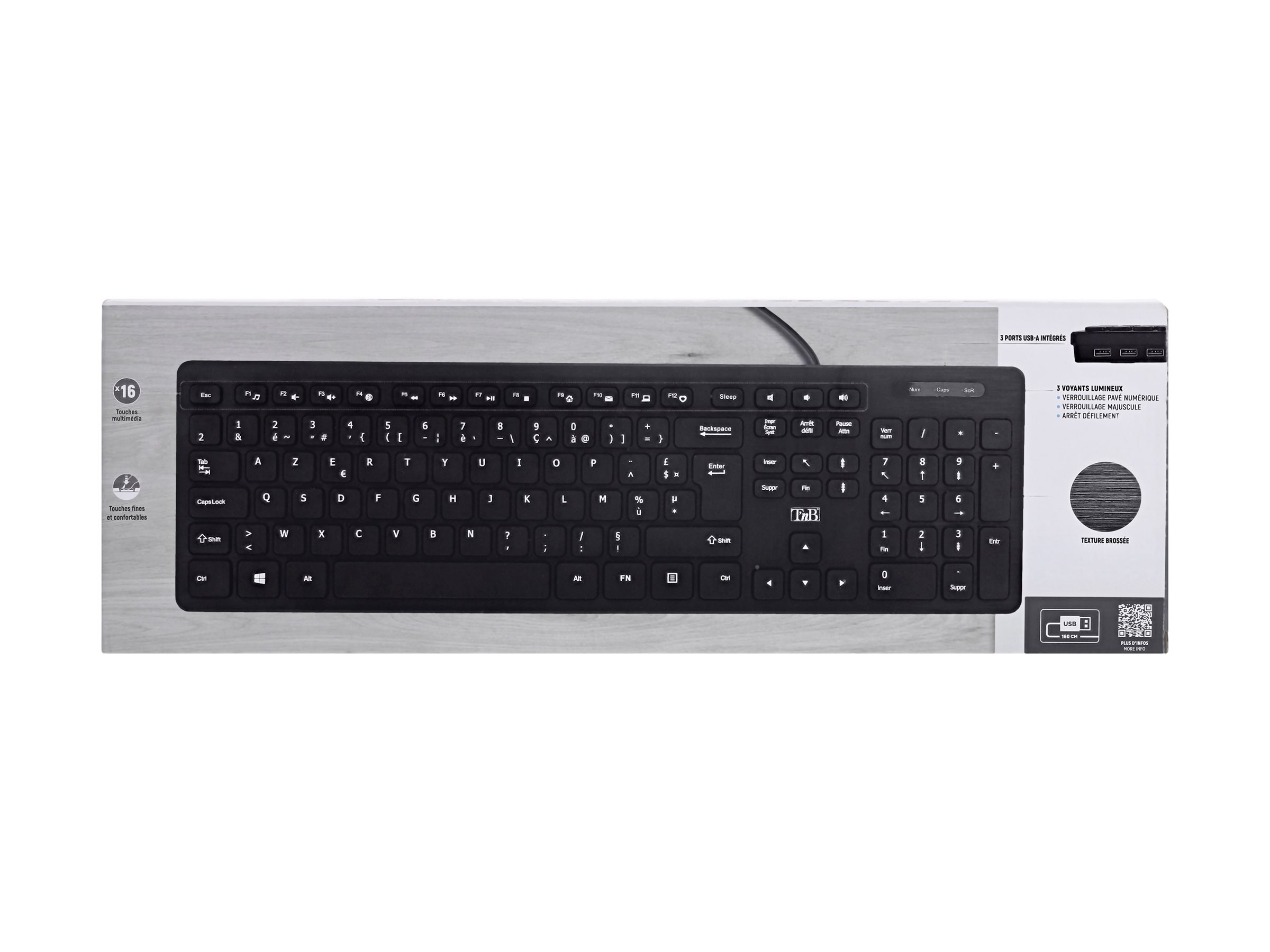 TNB HUB Wired Keyboard Built-In 3X Usb-A