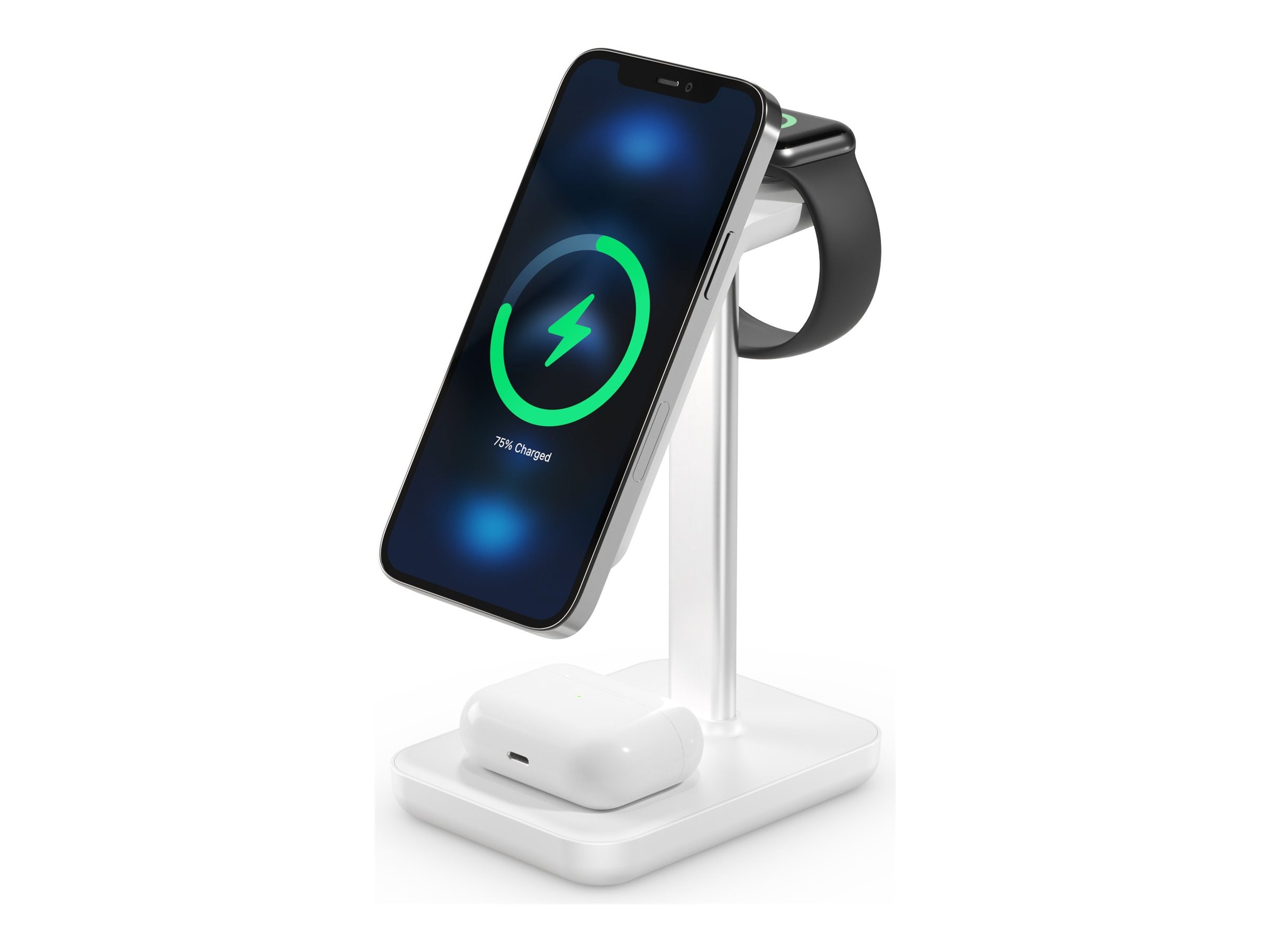 Journey wireless charging stand + AC power adapter MFI Product shot Right-angle 80000