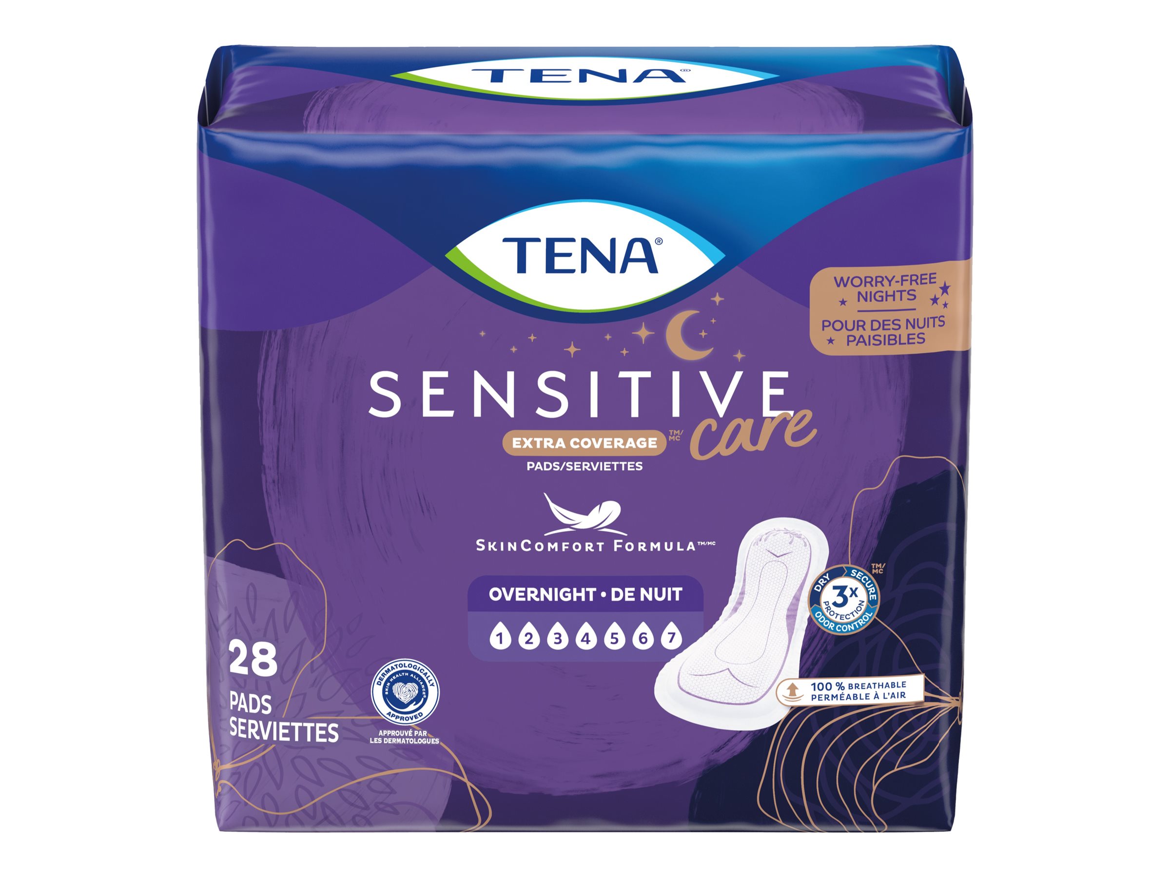 TENA Sensitive Care Pads Overnight - Extra Coverage - 28s