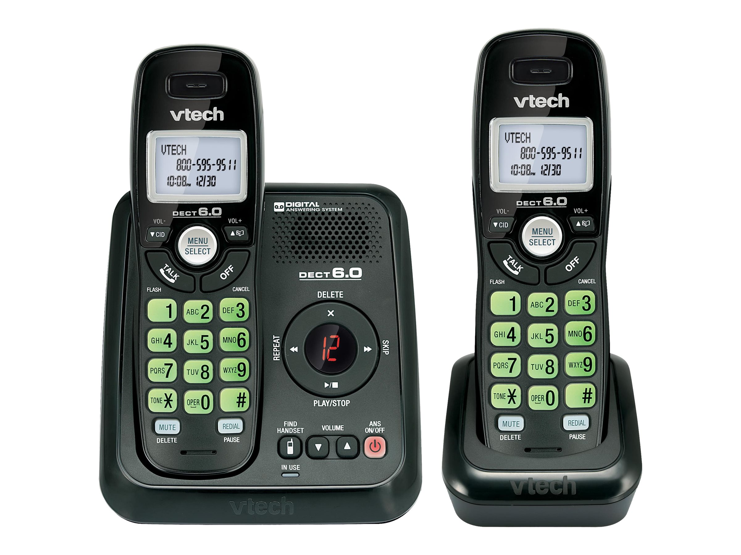 VTech 2 Handset Cordless Phone with Answering Machine - Black - CS612421