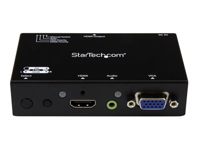 StarTech.com 2x1 VGA + HDMI to HDMI Switch / Selector Box - 1080p Multi  Video Input Automatic Switcher - 2 Computers In 1 Monitor Out (VS221VGA2HD)  - video/audio switch