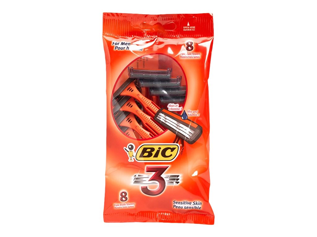 BIC 3 Triple-Blade Razors for Men - Orange - 8's