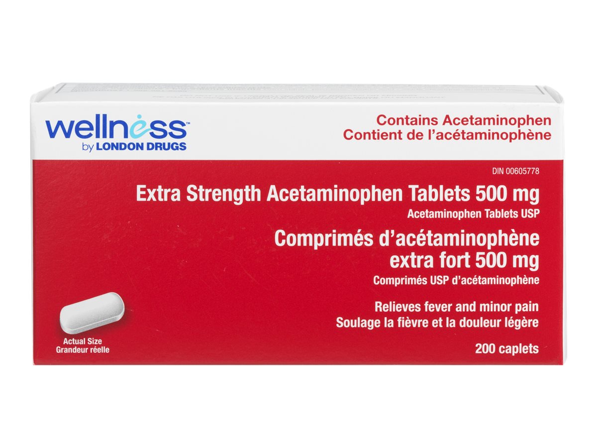 Wellness By London Drugs Extra Strength Acetaminophen Caplets 500mg