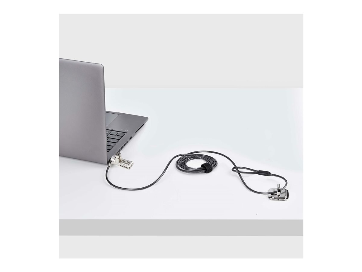 StarTech.com 10-Pack Dual-Access Laptop Lock, 6.5ft (2m) Keyed Alike and Combination Security Cable Lock for K-Slot Devices, Computer Anti-Theft Steel Cable - bezpečnostní kabelový zámek – foto 2