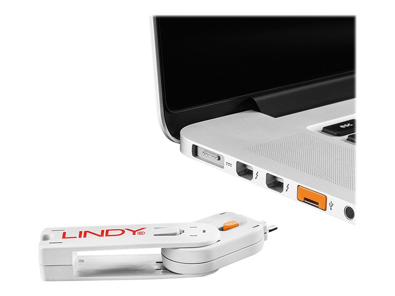 Clé USB et 4 bloqueurs de ports USB, Orange