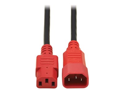 Tripp Lite 4ft Computer Power Cord Extension Cable C14 to C13 Red 10A 18AWG 4'
