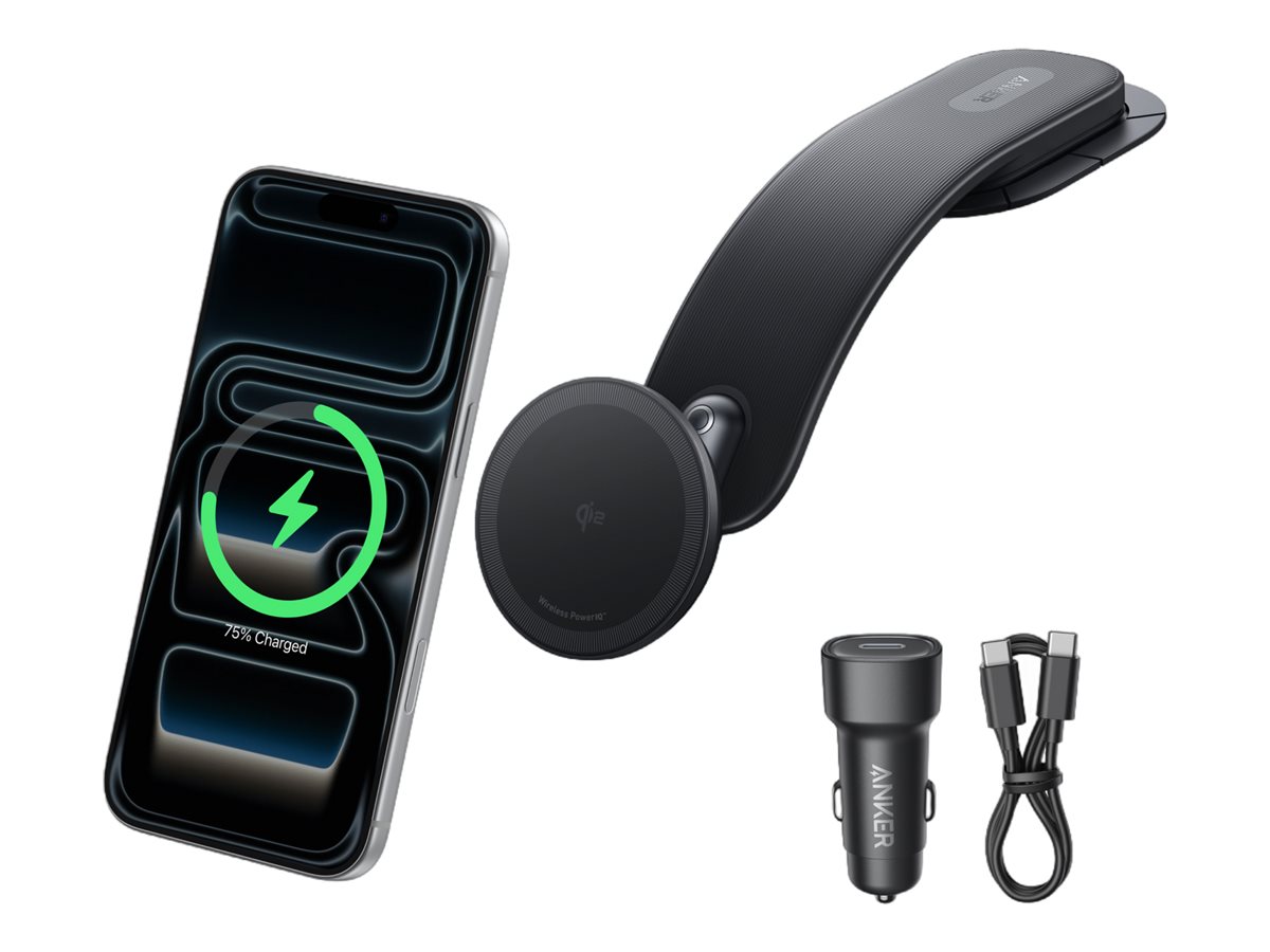 Anker Nano car wireless charging holder, magnetic, detachable pad + car power adapter, 15 Watt