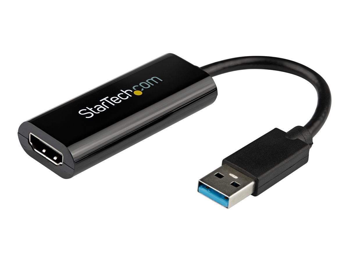 StarTech.com USB 3.0 to HDMI Adapter, 1080p (1920x1200), Slim/Compact USB to HDMI Display Adapter Converter for Monitor, USB Type-A External Video & Graphics Card, Black, Windows Only - USB to HDMI Adapter (USB32HDES) - kabel adaptéru - HDMI / USB - kompatibilní s TAA - 19 cm – foto 2