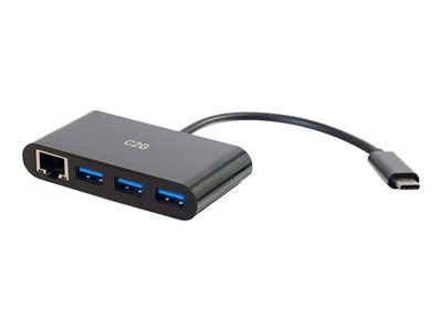 C2G USB C Ethernet 4.3in & 3 Port USB Hub -Black-hub 3 ports
