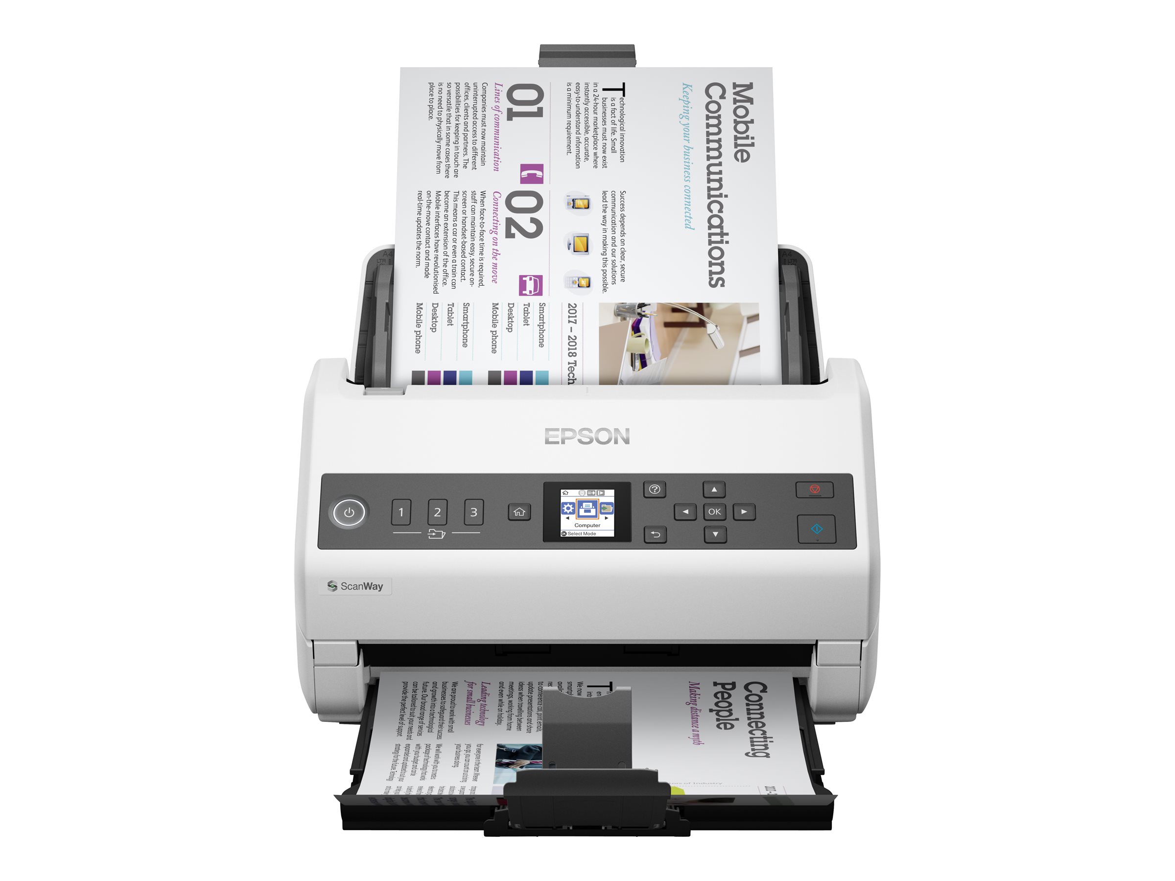 An image of Epson WorkForce DS-730N - document scanner - desktop - USB 2.0, Gigabit LAN