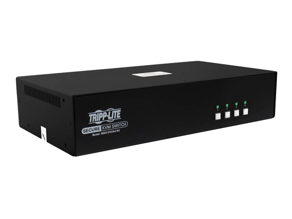 Tripp Lite Secure KVM Switch, 4-Port, Dual Head, DVI to DVI, NIAP PP4.0, Audio, TAA