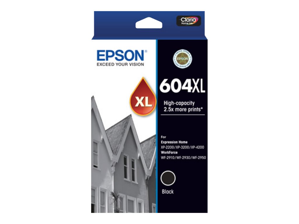 Epson 604XL XL black original ink Package view Front 80490
