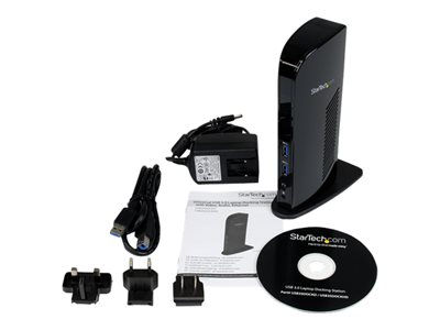 StarTech.com Dual Monitor USB 3.0 Laptop Docking Station with HDMI/DVI/VGA & 6xUSB Ports - Universal USB Dock for Mac & Windows - Black (USB3SDOCKHD) - Docking station - USB - GigE - for P/N: ARMBARDUO, ARMBARDUOV, ARMDUAL, ARMDUAL30, ARMDUALV, ARMSLIMDUO, SVA5M4NEUA, TB33A1C