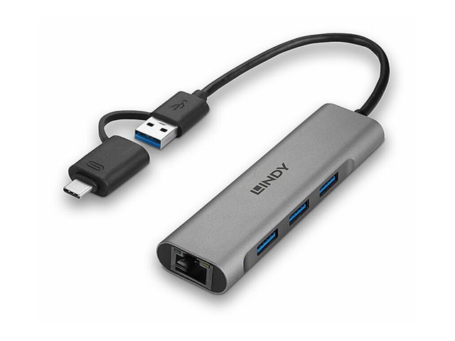 LINDY USB 3.2 Gen 1 Hub & Gigabit