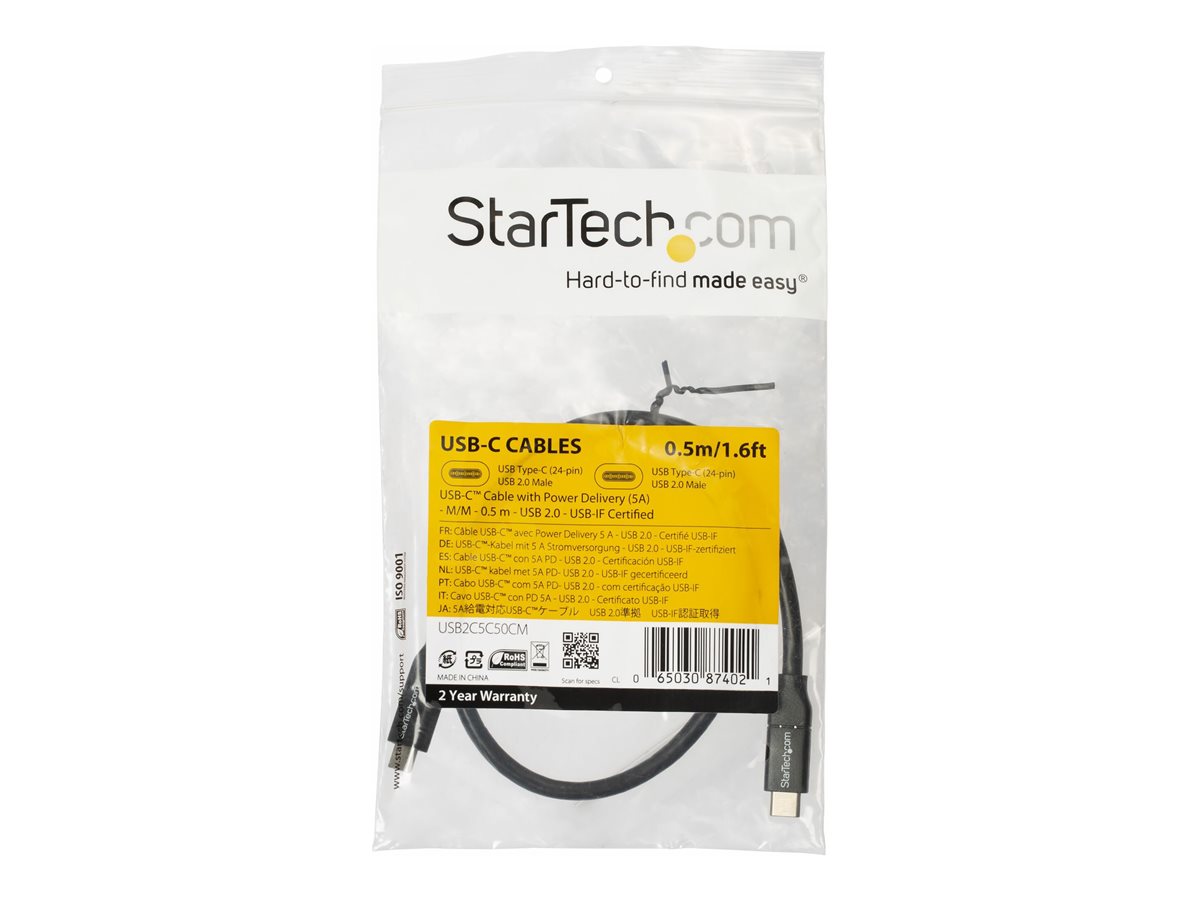 STARTECH Cable USB-C w/5A PD - USB 2.0 - 0.5m – foto 2