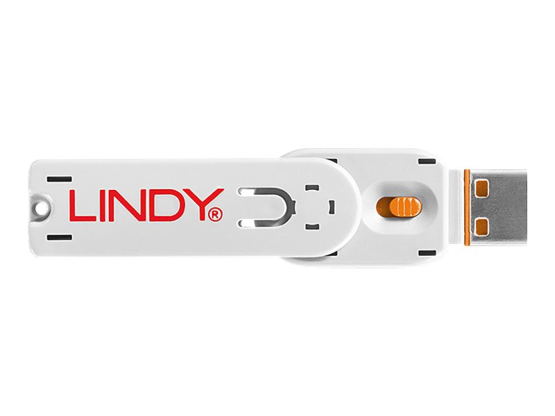 Clé USB et 4 bloqueurs de ports USB, Orange
