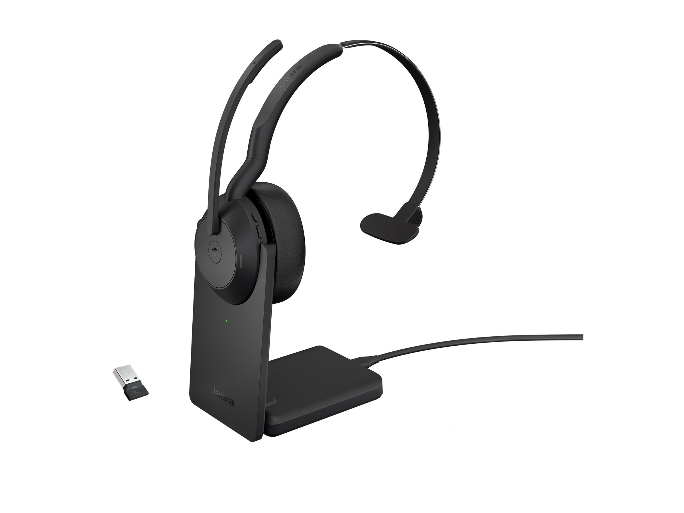 Jabra Evolve2 55 Ms Mono Headset Usb A Via Bluetooth Adapter With Charging Stand