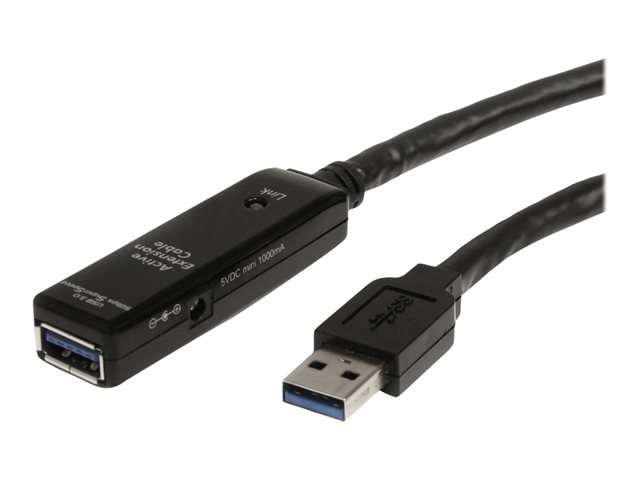 Image of StarTech.com 32.8 ft Active USB 3.0 Extension Cable with AC Power Adapter - Shielded - Male to Female USB USB 3.1 Gen 1 Type A (5Gbps) Extender (USB3AAEXT10M) - USB extension cable - USB Type A to USB Type A - 10 m