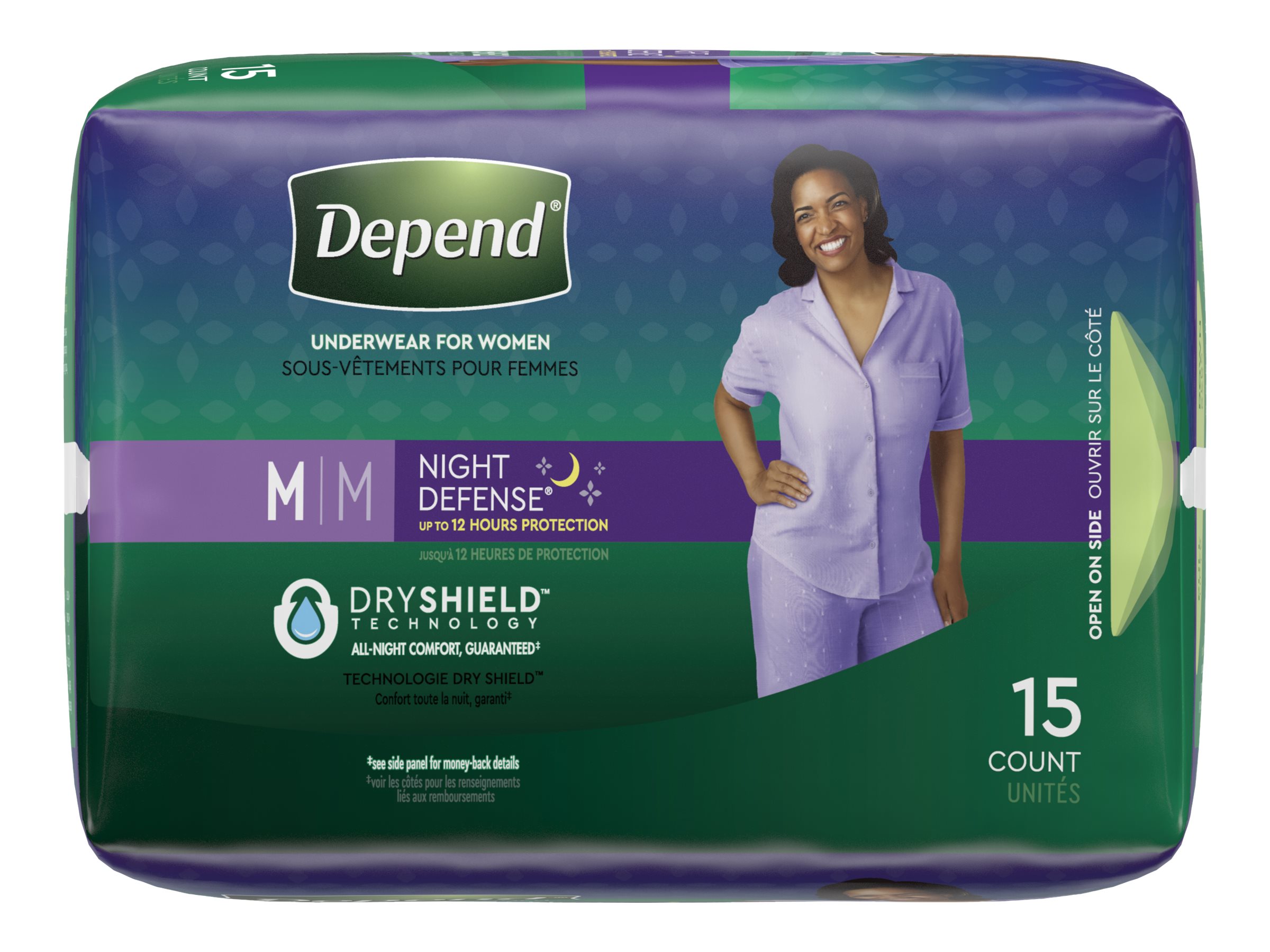 Depend Night Defense Adult Incontinence Underwear for Women, Overnight, XL,  Blush, 12Ct 