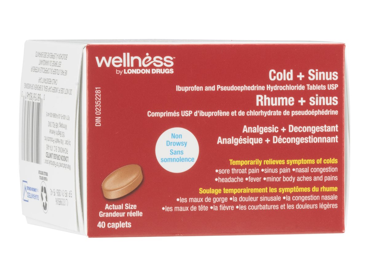 Wellness by London Drugs Cold + Sinus Caplets - 40's