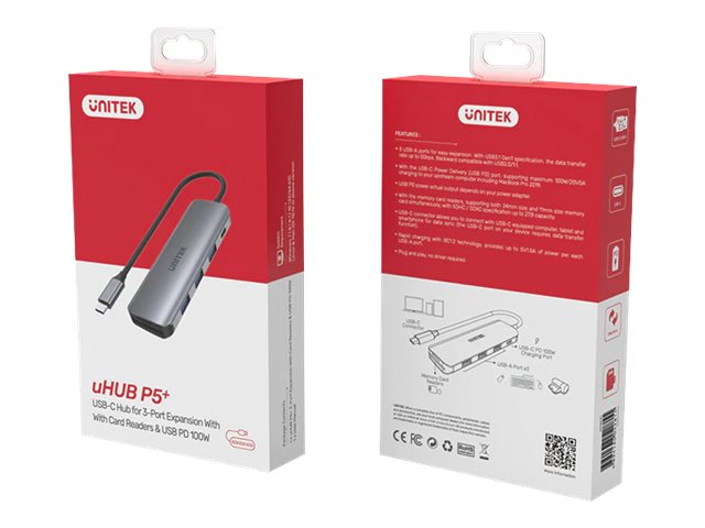 Unitek uHUB P5+ H1107C hub 5 Package view Multi-angle 62880