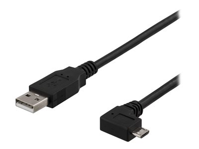 DELTACO USB-302D - USB-kabel - USB (han) til Micro-USB Type B (han) vinklet - USB 2.0 - m - grå (USB-302D) | Atea eShop | Erhverv